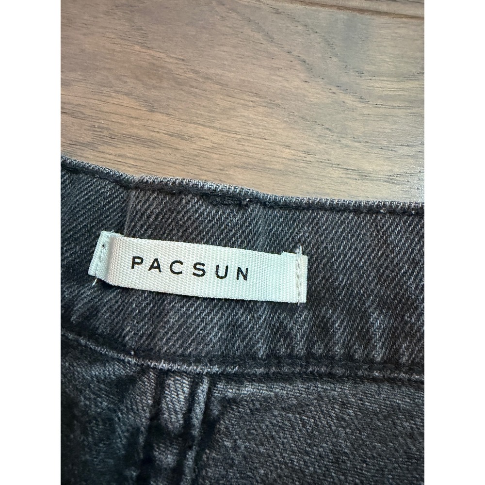 PacSun Womens High Rise Icon Short Washed Black Distressed Denim Size 25 - Picture 2 of 7